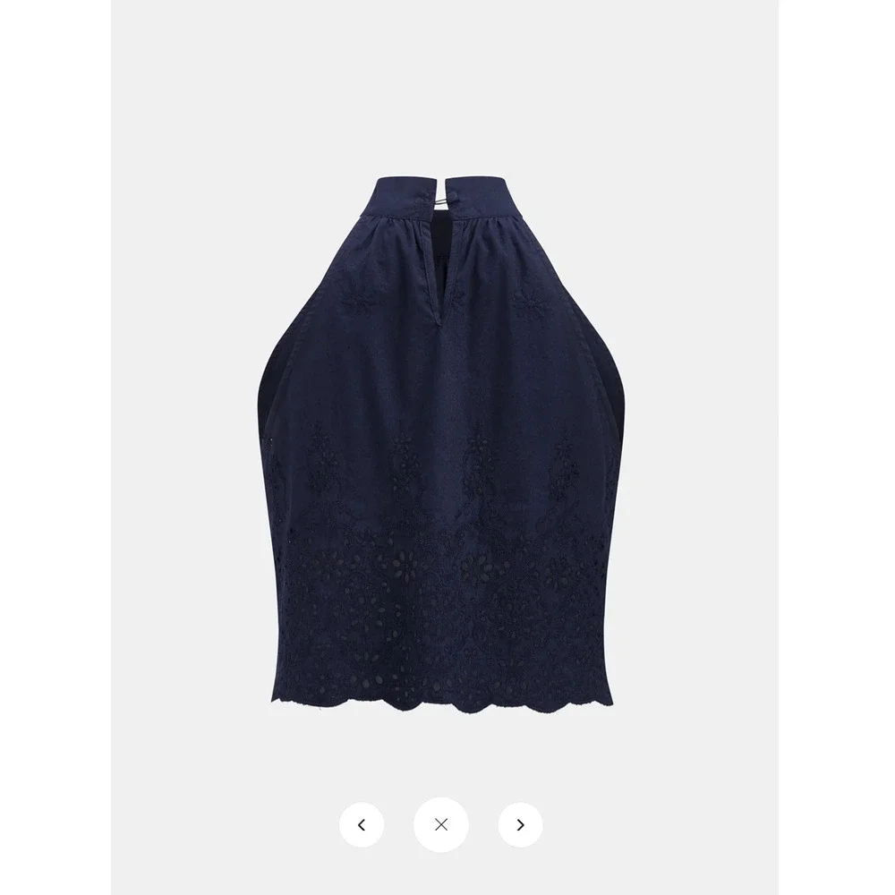 NWT Commense Eyelet Embroidery Top & Tie-Cuff Pants Set Sz M